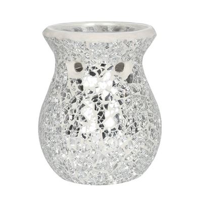 Silver Mosaic Oil Burner Large Round In Gift Box